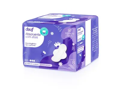 Absorvente Dauf Proteção Total Suave Com Abas 8 Unidades