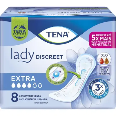 Absorvente Para Incontinência Urinária Tena Lady Discreet Extra Sem Abas - 8 Unidades