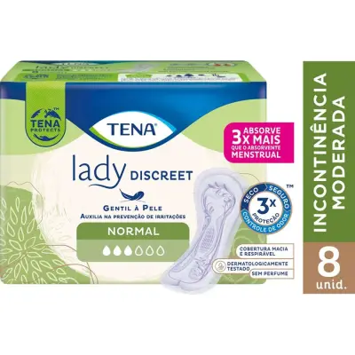 Absorvente Geriátrico Tena Lady Discreet Normal - 8 Unidades