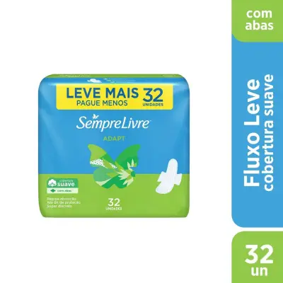 Absorvente Sempre Livre Adapt Cobertura Suave com Abas 32 Unidades
