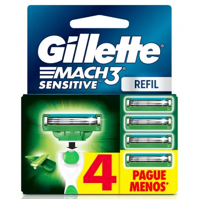 Carga para Aparelho de Barbear Gillette Mach3 Sensitive 4 Unidades