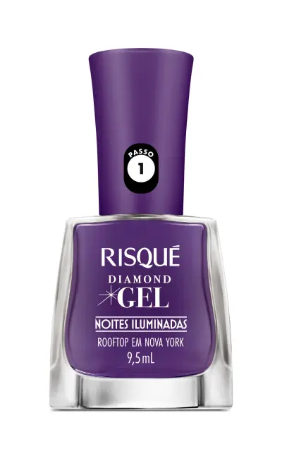 Esmalte Risqué Diamond Gel Noites Iluminadas Rooftop em Nova York Cremoso 9,5ml