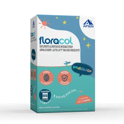 Floracol Simbiótico Infantil Para Equilíbrio Intestinal 5 Sachês
