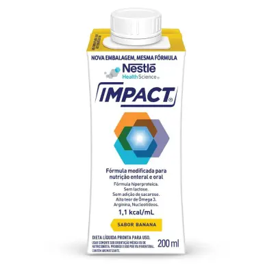 Fórmula Hiperproteica Impact Nutrição Enteral E Oral Banana Zero Lactose 200ml