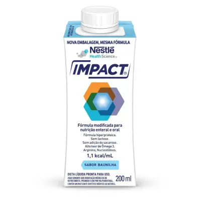 Fórmula Hiperproteica Impact Nutrição Enteral E Oral Baunilha Zero Lactose 200ml