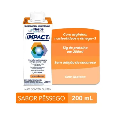 Fórmula Hiperproteica Tetrapack Nutrição Enteral E Oral Pessego Zero Lactose 200ml
