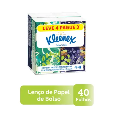 Lenço De bolso kleenex original Com 10 unidades