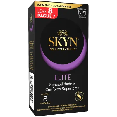 Preservativo Blowtex Skyn Sinta Tudo Elite Lubrificado Ultrafino Ultra Sensitive 8 Unidades