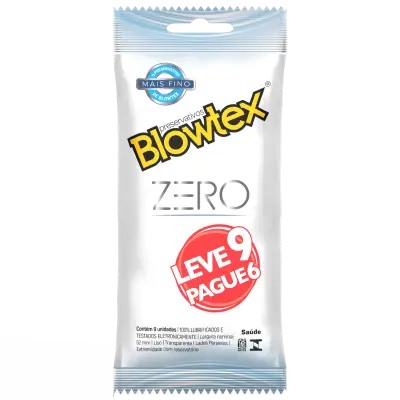 Preservativo Blowtex Zero Lubrificado Mais Fino 9 Unidades