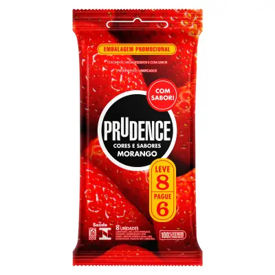 Preservativo Prudence Morango Pague 6 E Leve 8 Unidades