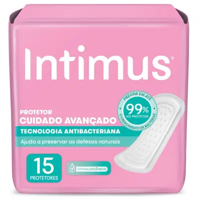 Protetor Diário Intimus Cuidado Avançando Tecnologia Antibacteriana 15 Unidades