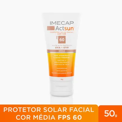 Protetor Solar Facial Imecap Actsun Fps 60 Cor Média 50g