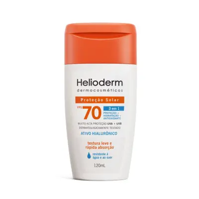 Protetor Solar Helioderm 3 em 1 FPS70 Ácido Hialurônico 120ml