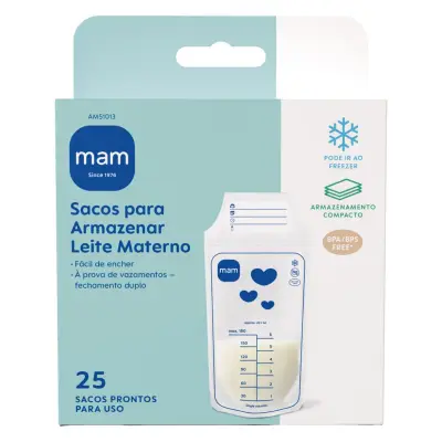 Saco Para Armazenamento De Leite Materno Mam 25 Unidades 180ml