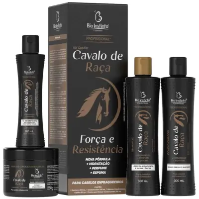 Shampoo 300ml + Condicionador 300ml + Máscara 250g + Creme De Pentear 200ml Kit Cavalo De Raça