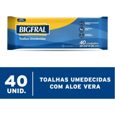Toalha Umedecida Bigfral Fragrância Suave 40 Unidades